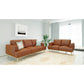 Pamela 3-Seater Italian Leather Sofa in Tan - Chocolate Wood