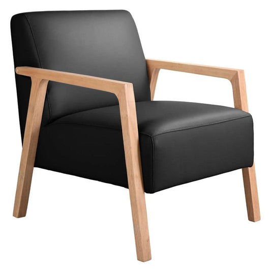 PAMELA CONTEMPORARY ITALIAN LEATHER ARMCHAIR IN BLACK - MyChocolateWood