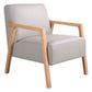 Pamela Contemporary Italian Leather Armchair in Light Grey - Chocolate Wood