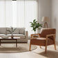 Pamela Contemporary Italian Leather Armchair in Tan - Chocolate Wood