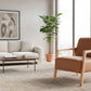 Pamela Contemporary Italian Leather Armchair in Tan - Chocolate Wood