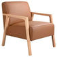 Pamela Contemporary Italian Leather Armchair in Tan - Chocolate Wood