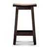 Papaya solid mango wood kitchen stool with distressed black finish, showcasing a sturdy and stylish design by Chocolate Wood.