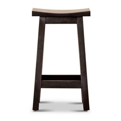Papaya solid mango wood kitchen stool with distressed black finish, showcasing a sturdy and stylish design by Chocolate Wood.