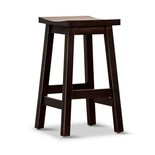 Papaya solid mango wood kitchen stool in distressed black finish by MyChocolateWood, showcasing a sturdy, rustic design.