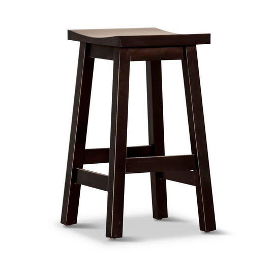 Papaya solid mango wood kitchen stool in distressed black finish by MyChocolateWood, showcasing a sturdy, rustic design.