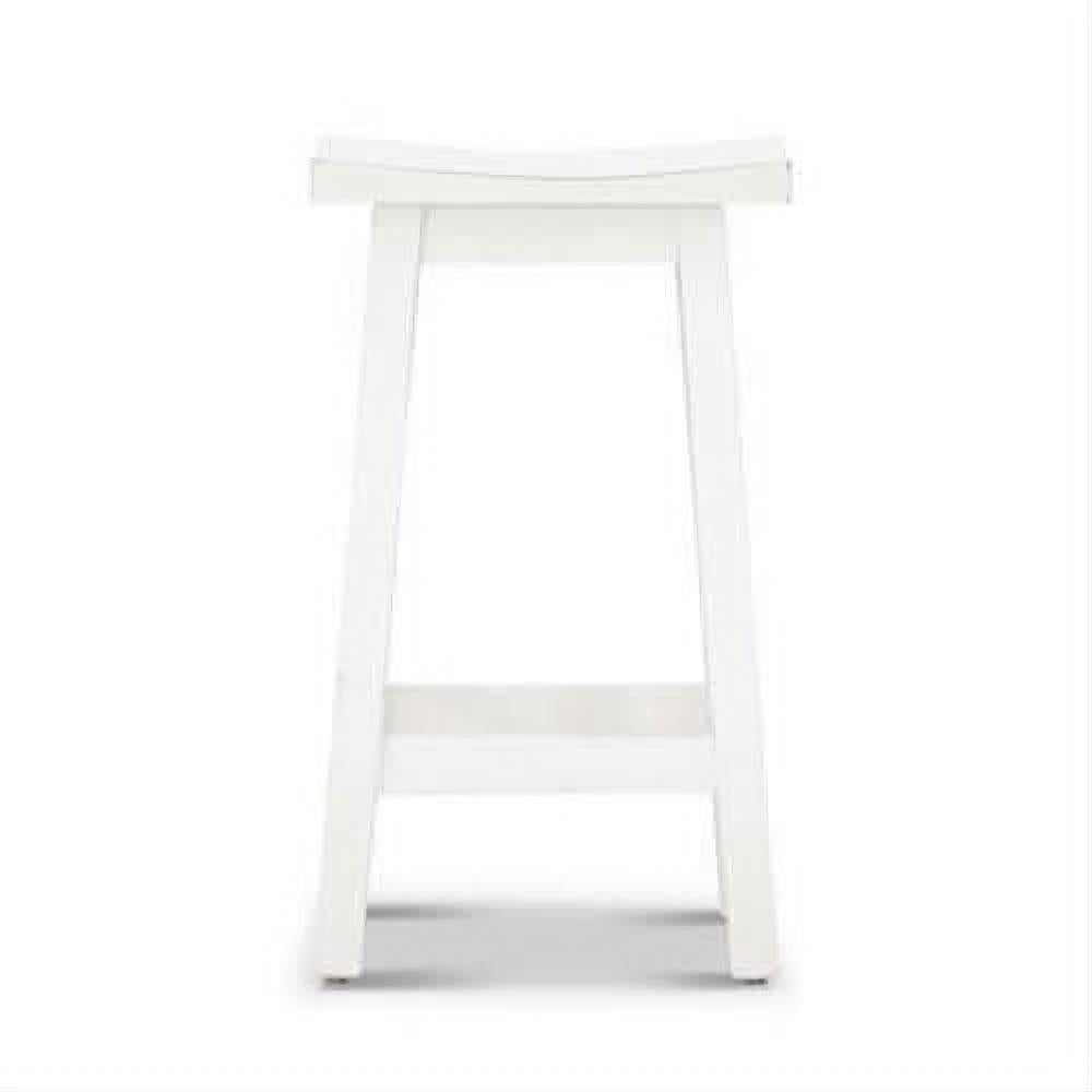 Papaya Solid Mango Wood Kitchen Stool in Distressed White - Chocolate Wood