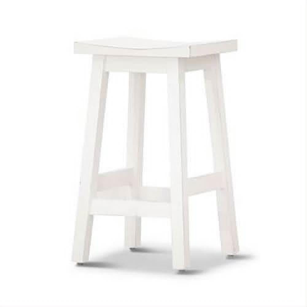 Papaya Solid Mango Wood Kitchen Stool in Distressed White - Chocolate Wood