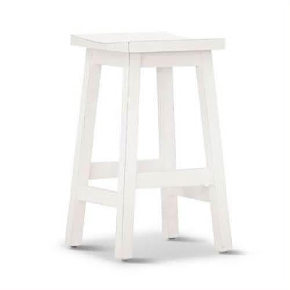 Papaya Solid Mango Wood Kitchen Stool in Distressed White - Chocolate Wood