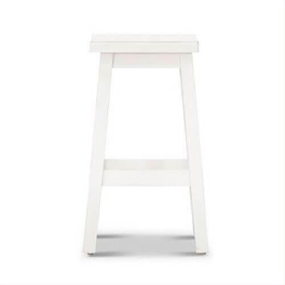 Papaya Solid Mango Wood Kitchen Stool in Distressed White - Chocolate Wood