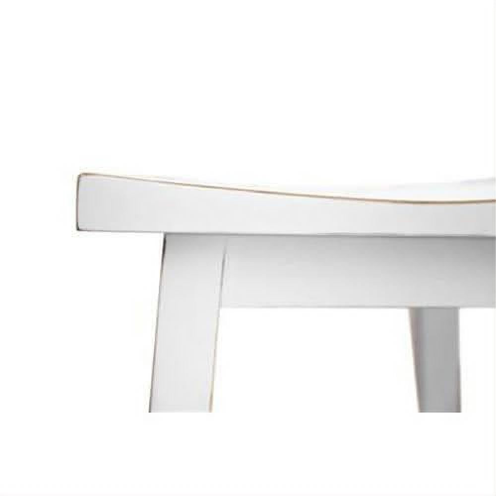 Papaya Solid Mango Wood Kitchen Stool in Distressed White - Chocolate Wood