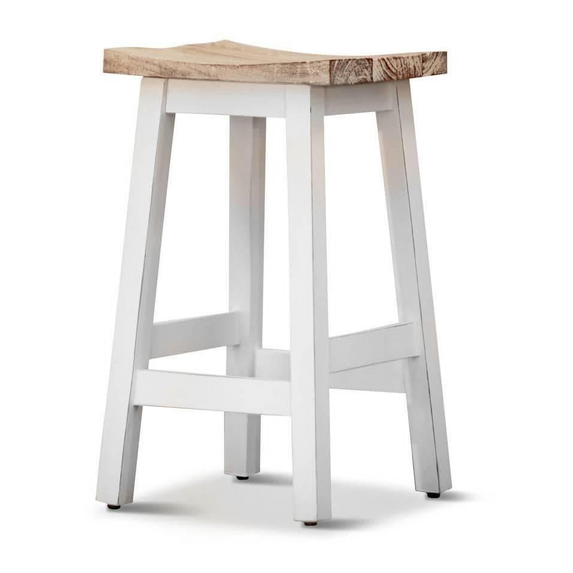 Papaya Solid Mango Wood Kitchen Stool in Whitewash - Chocolate Wood