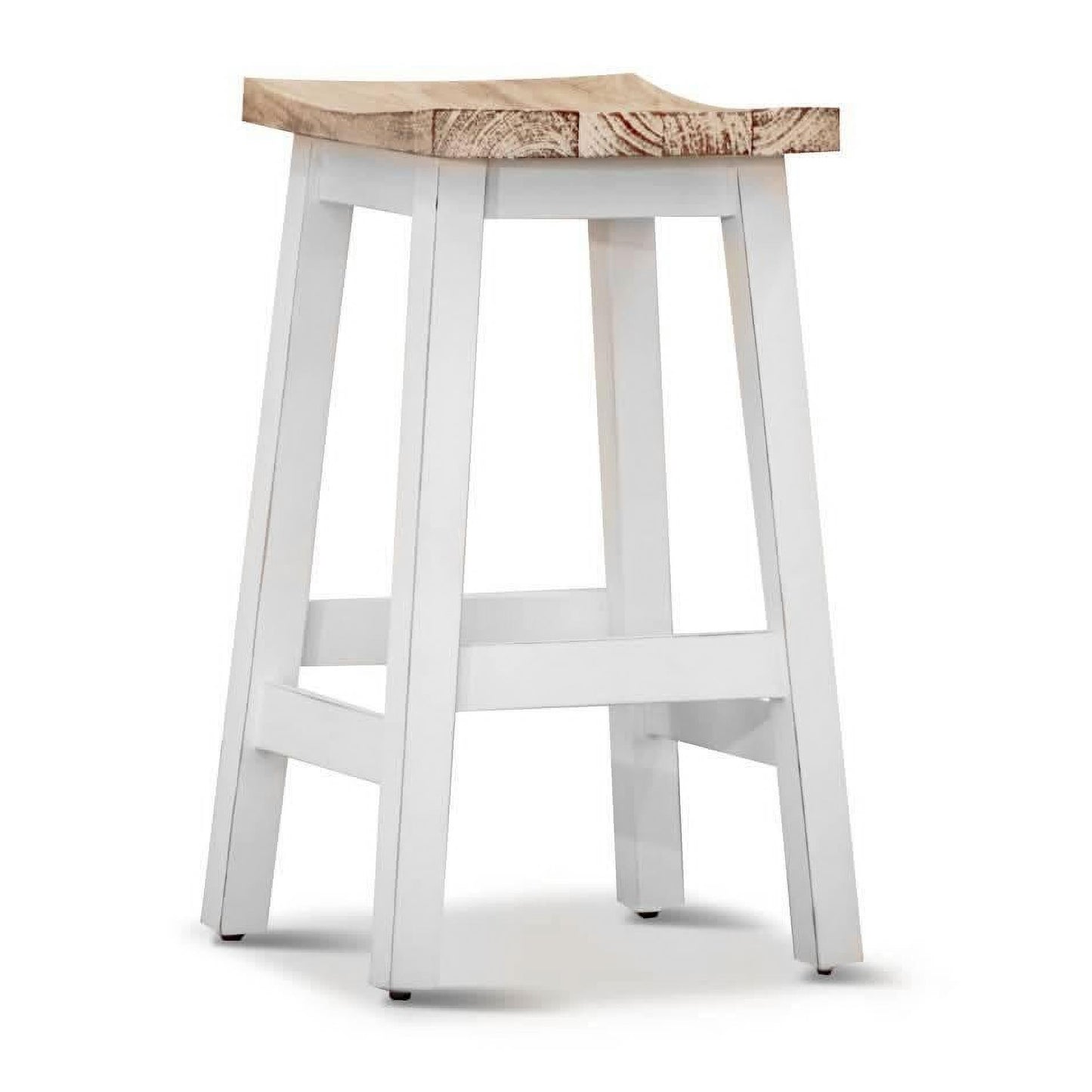 Papaya Solid Mango Wood Kitchen Stool in Whitewash - Chocolate Wood