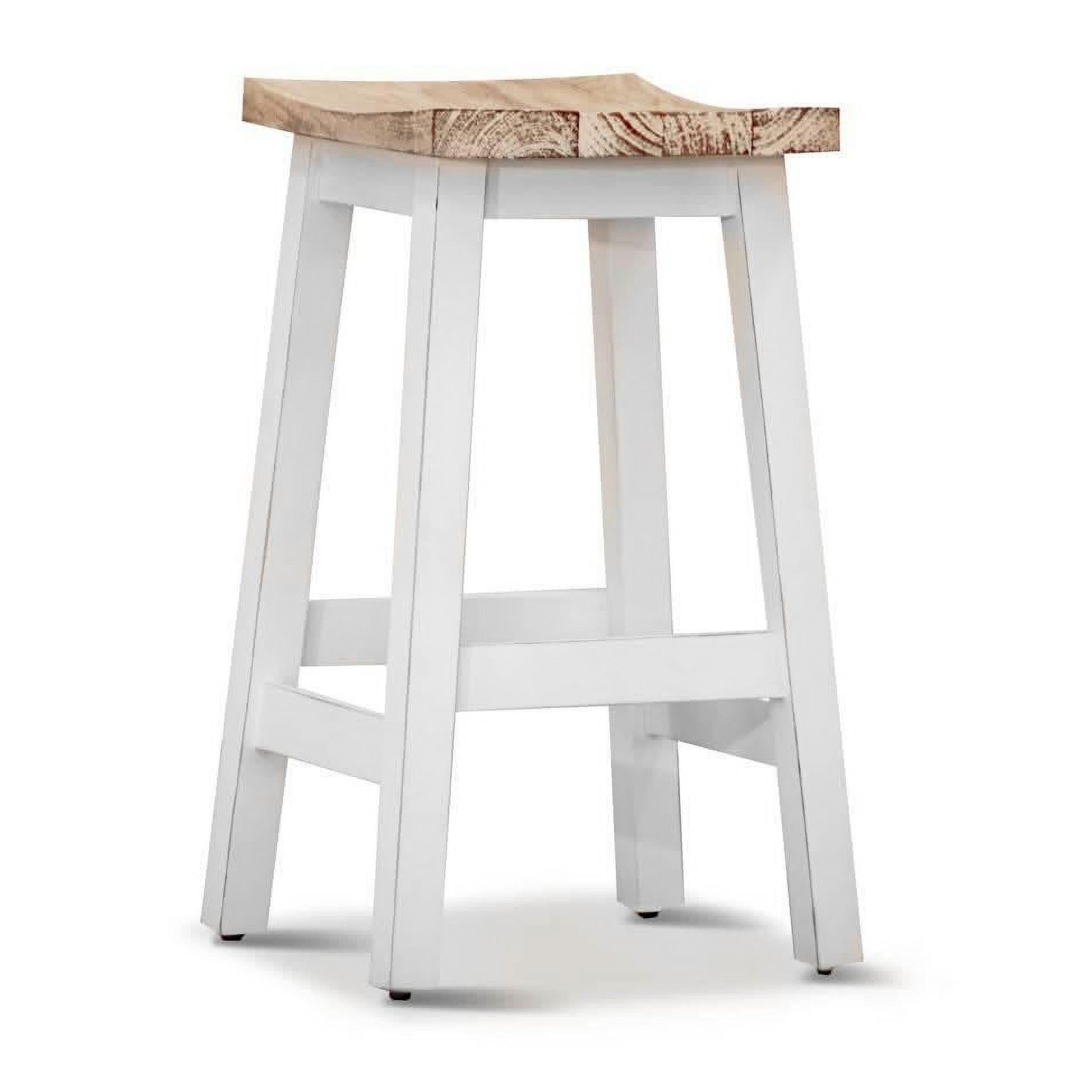 Papaya Solid Mango Wood Kitchen Stool in Whitewash - Chocolate Wood
