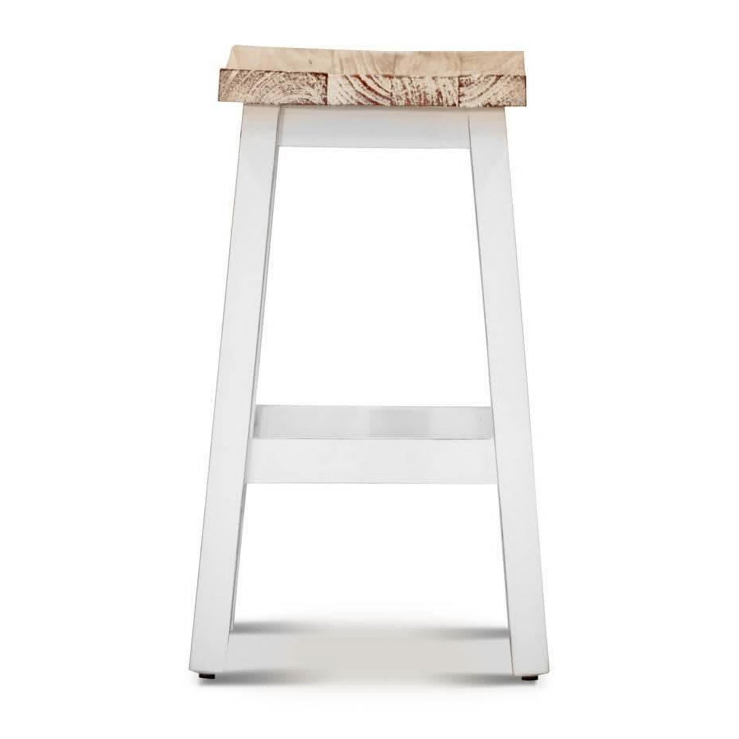 Papaya Solid Mango Wood Kitchen Stool in Whitewash - Chocolate Wood