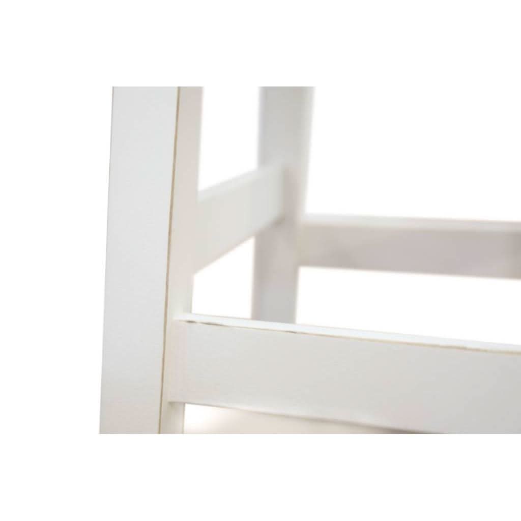 Papaya solid mango wood kitchen stool with whitewash distressed finish, featuring a white base and natural mango wood top.