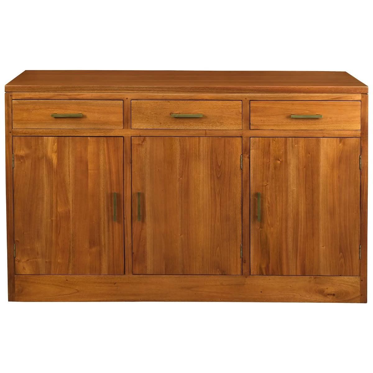 Paris Solid Mahogany 3-Door 3-Drawer Buffet / Sideboard in Light Pecan - Chocolate Wood