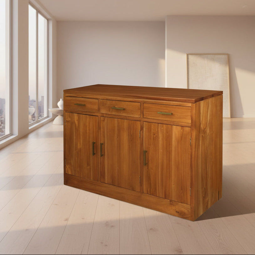 PARIS SOLID MAHOGANY 3 DOORS & 3 DRAWERS BUFFET/SIDEBOARD IN LIGHT PECAN - MyChocolateWood