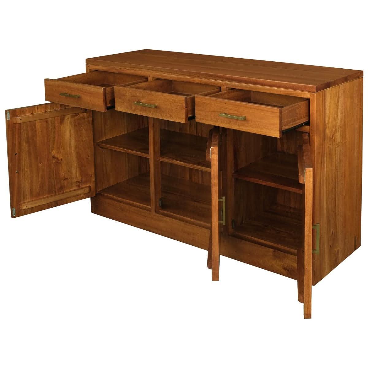 Paris Solid Mahogany 3-Door 3-Drawer Buffet / Sideboard in Light Pecan - Chocolate Wood