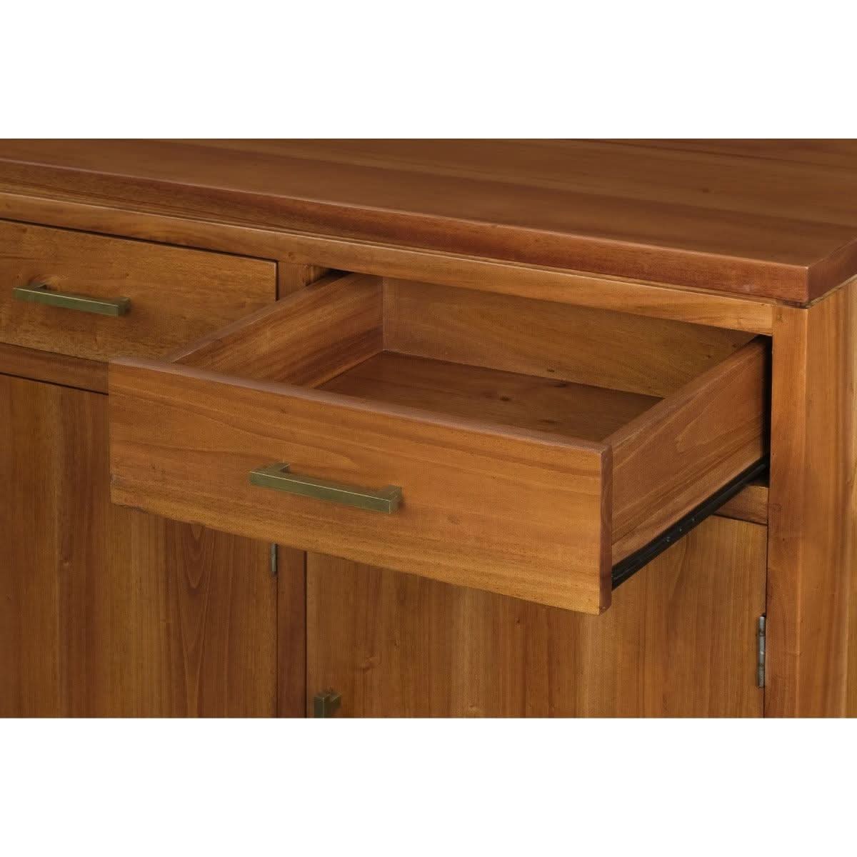 Paris Solid Mahogany 3-Door 3-Drawer Buffet / Sideboard in Light Pecan - Chocolate Wood