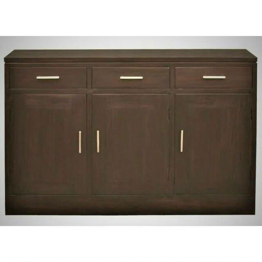 Paris Solid Mahogany 3-Door 3-Drawer Buffet / Sideboard in Chocolate - Chocolate Wood