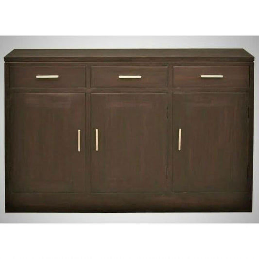 Paris Solid Mahogany 3-Door 3-Drawer Buffet / Sideboard in Chocolate - Chocolate Wood