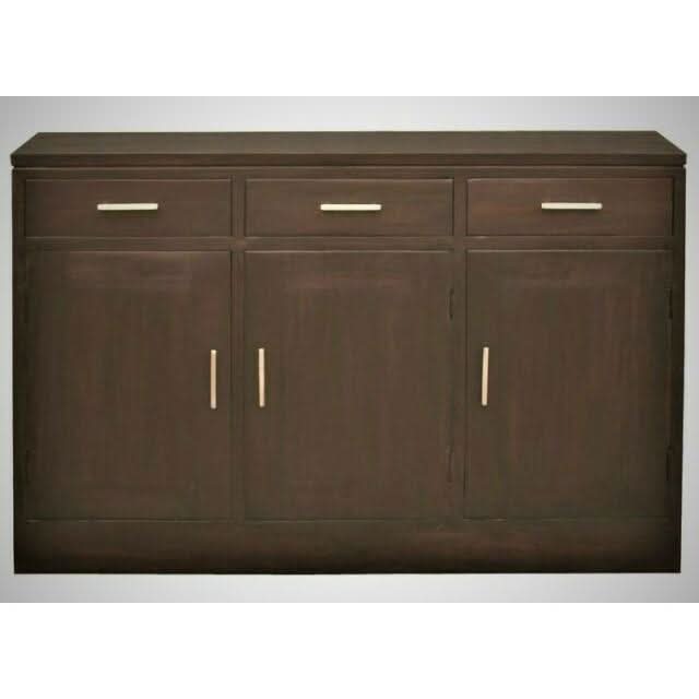 Paris Solid Mahogany 3-Door 3-Drawer Buffet / Sideboard in Chocolate - Chocolate Wood