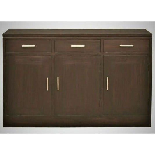 Paris Solid Mahogany 3-Door 3-Drawer Buffet / Sideboard in Chocolate - Chocolate Wood