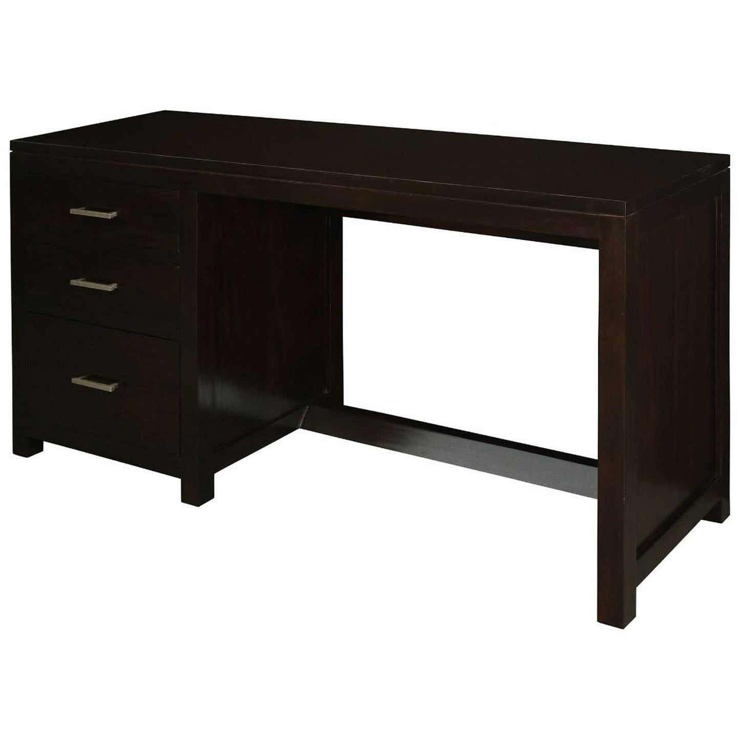 Paris Solid Mahogany 3-Drawer Desk 150cm in Chocolate - Chocolate Wood