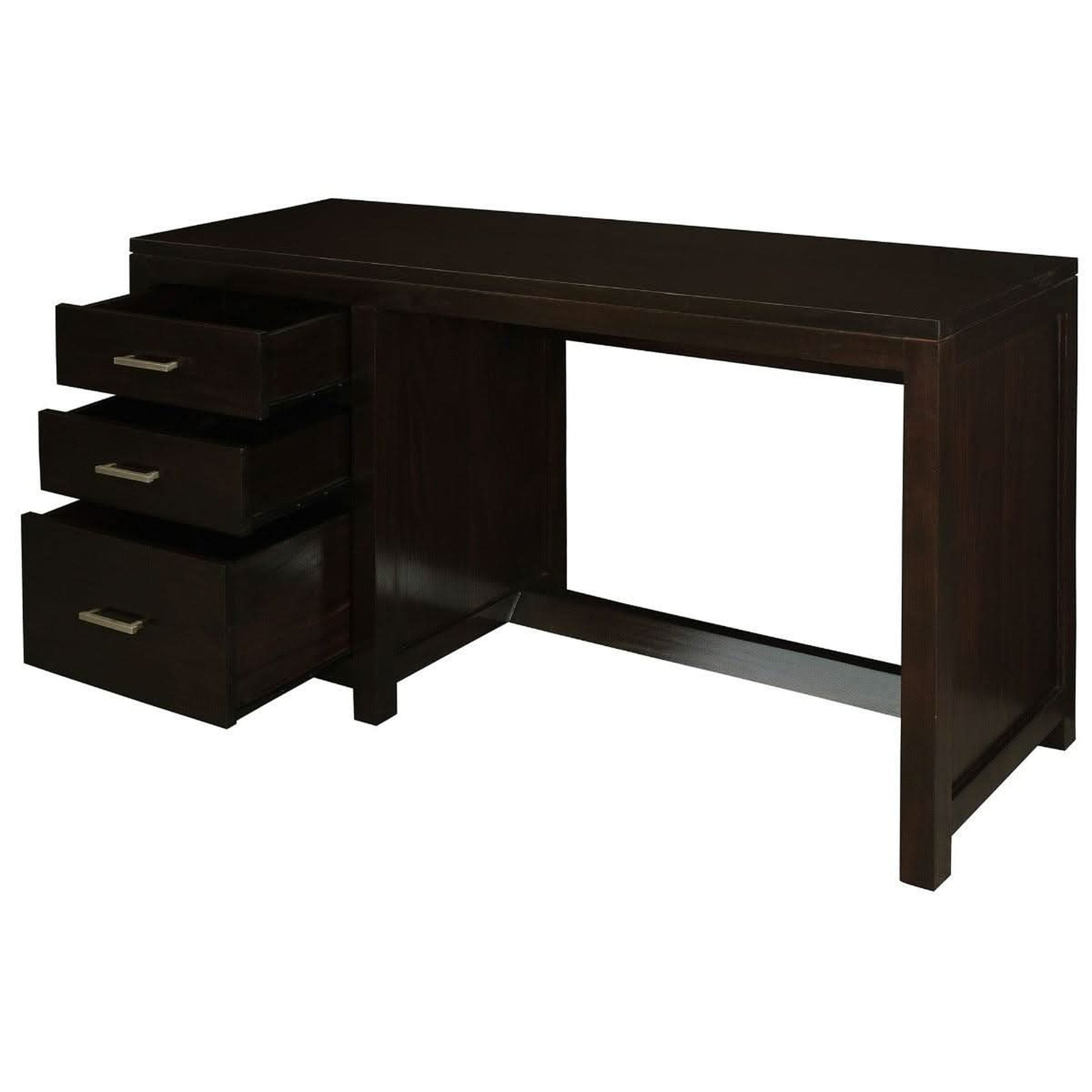 Paris Solid Mahogany 3-Drawer Desk 150cm in Chocolate - Chocolate Wood