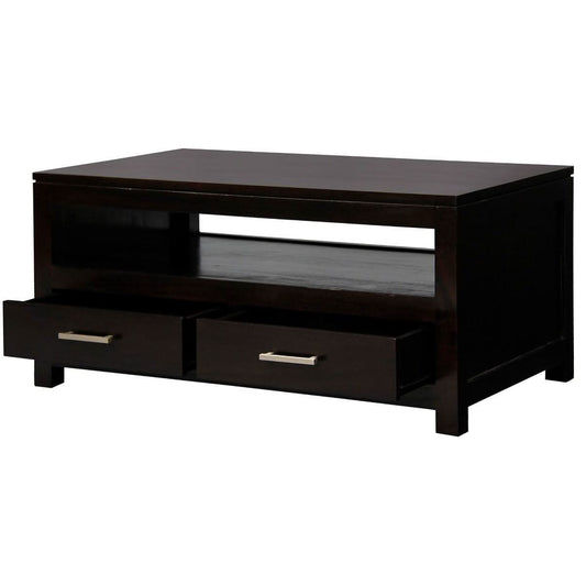 PARIS SOLID MAHOGANY TIMBER 4 DRAWER COFFEE TABLE 100CM - CHOCOLATE - MyChocolateWood