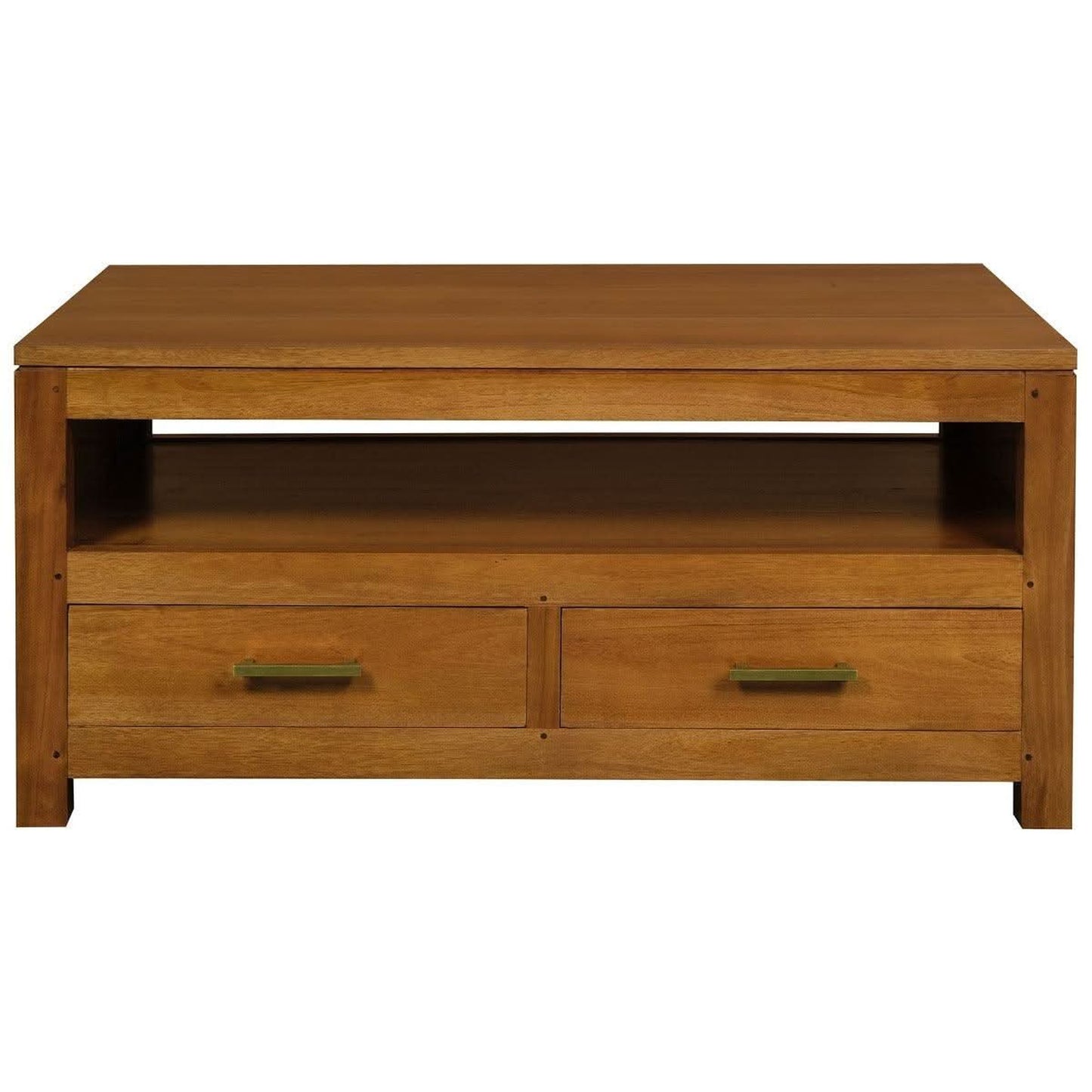 Paris Solid Mahogany 4-Drawer Coffee Table 100cm in Light Pecan - Chocolate Wood