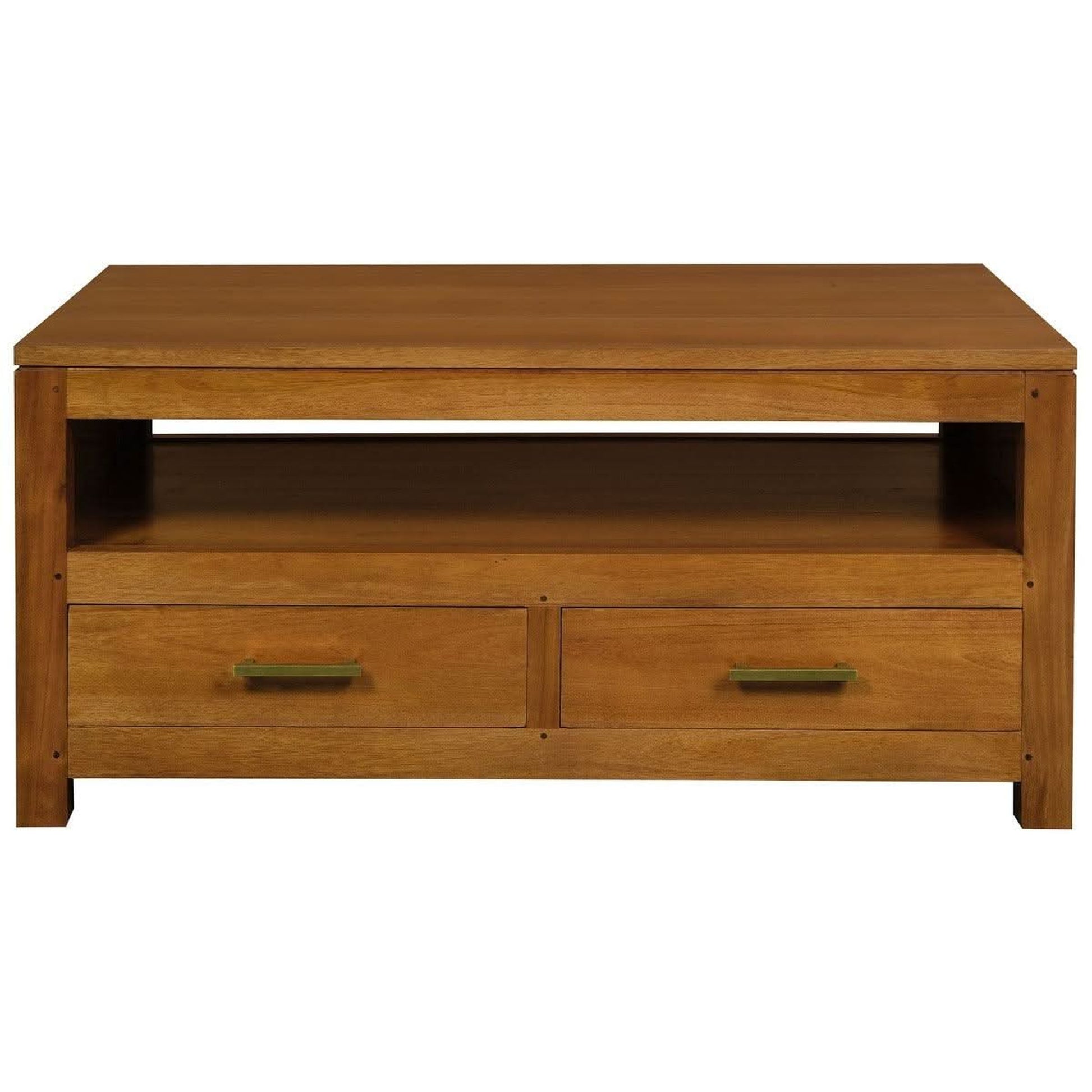 Paris Solid Mahogany 4-Drawer Coffee Table 100cm in Light Pecan - Chocolate Wood