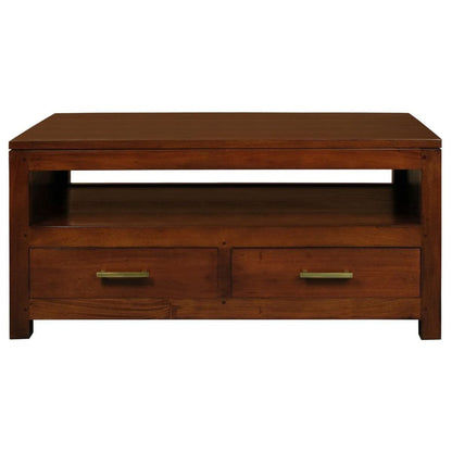 PARIS SOLID MAHOGANY TIMBER COFFEE TABLE 4 DRAWERS MAHOGANY COLOUR 120CM