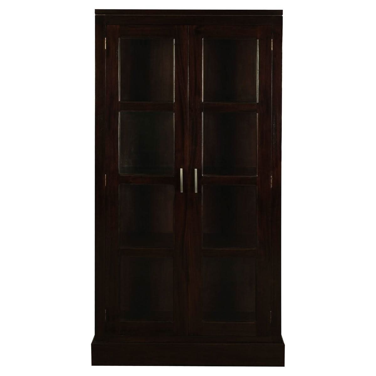 Paris Solid Mahogany Display Cabinet with 3 Shelves in Chocolate - Chocolate Wood