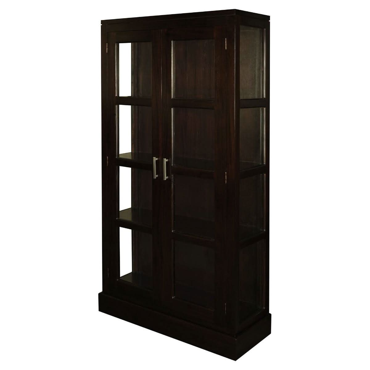 Paris Solid Mahogany Display Cabinet with 3 Shelves in Chocolate - Chocolate Wood