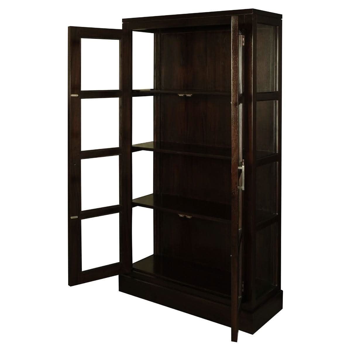 Paris Solid Mahogany Display Cabinet with 3 Shelves in Chocolate - Chocolate Wood