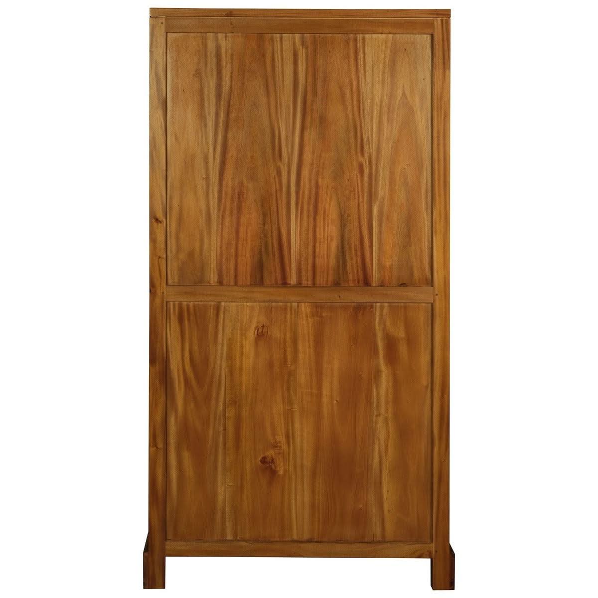 Paris Solid Mahogany Display Cabinet with 3 Shelves in Light Pecan - Chocolate Wood