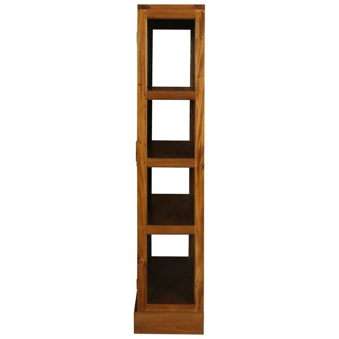 Paris Solid Mahogany Display Cabinet with 3 Shelves in Light Pecan - Chocolate Wood