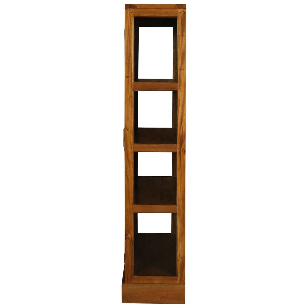 Paris Solid Mahogany Display Cabinet with 3 Shelves in Light Pecan - Chocolate Wood