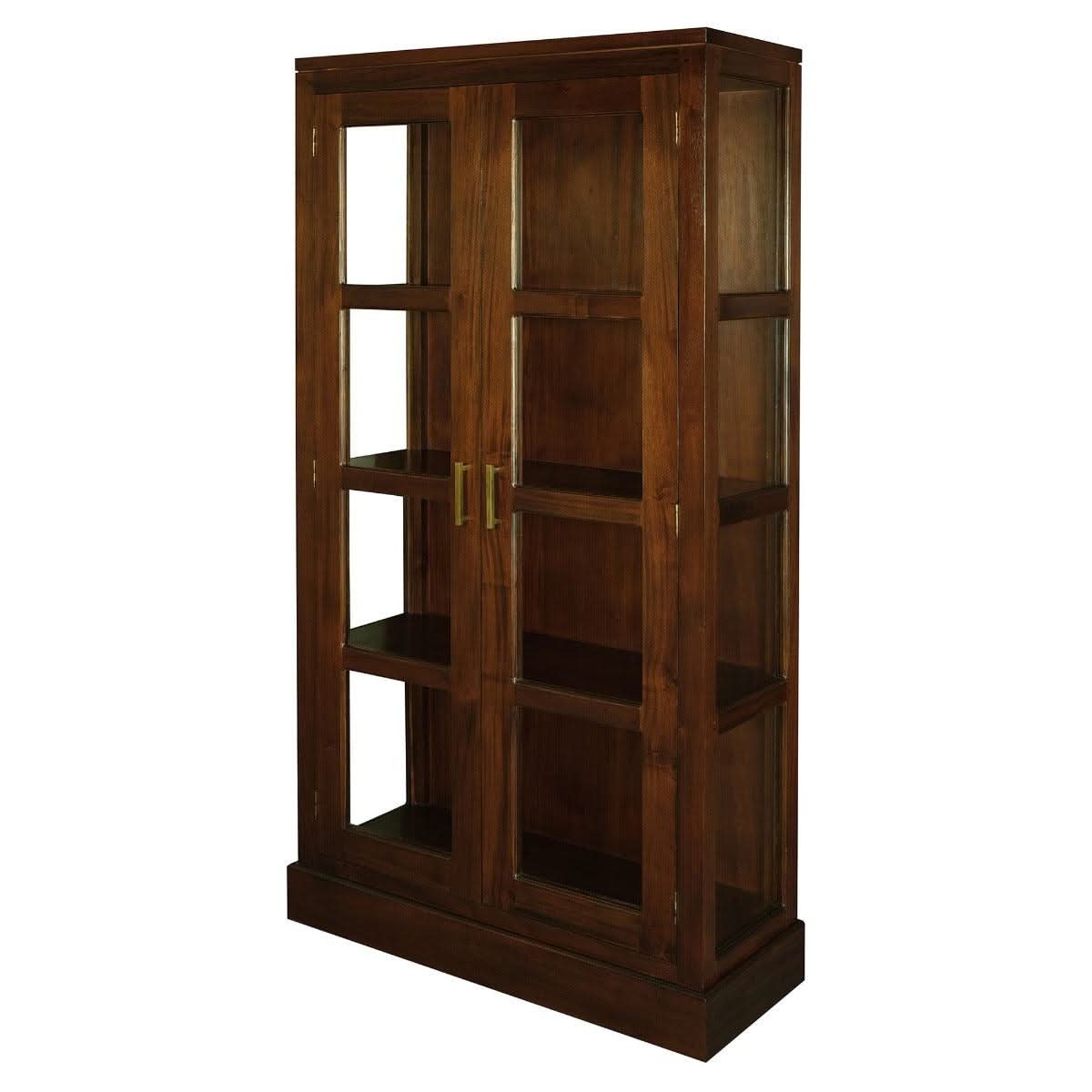 PARIS SOLID MAHOGANY TIMBER DISPLAY CABINET WITH 3 SHELVES - MAHOGANY - MyChocolateWood