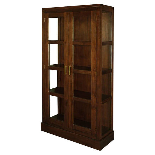 PARIS SOLID MAHOGANY TIMBER DISPLAY CABINET WITH 3 SHELVES - MAHOGANY - MyChocolateWood