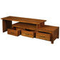 Paris Solid Mahogany Extension TV Unit 150cm with 3 Drawers in Light Pecan - Chocolate Wood