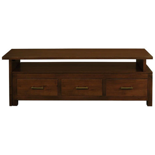 PARIS SOLID MAHOGANY TIMBER EXTENSION TV/ENTERTAINMENT UNIT - MAHOGANY 3 DRAWERS 150CM