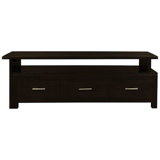 PARIS SOLID MAHOGANY TIMBER EXTENSION TV UNIT 3 DRAWERS- CHOCOLATE - MyChocolateWood