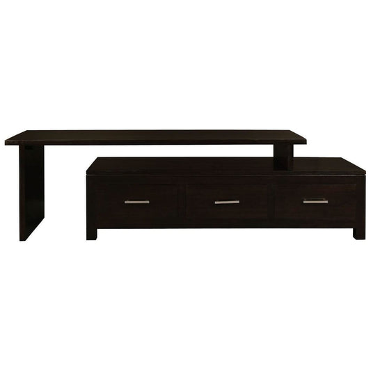 PARIS SOLID MAHOGANY TIMBER EXTENSION TV UNIT 3 DRAWERS- CHOCOLATE - MyChocolateWood