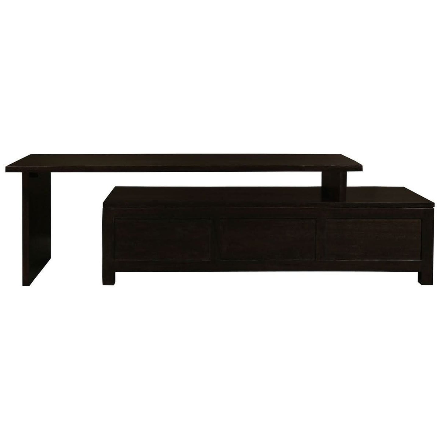 Paris Solid Mahogany Extension TV Unit 150cm with 3 Drawers in Chocolate - Chocolate Wood