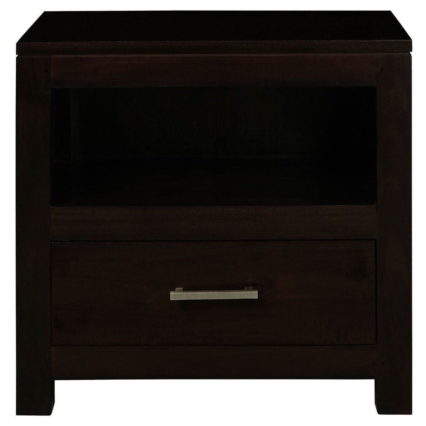 Paris Solid Mahogany Single-Drawer Lamp Table in Chocolate - Chocolate Wood