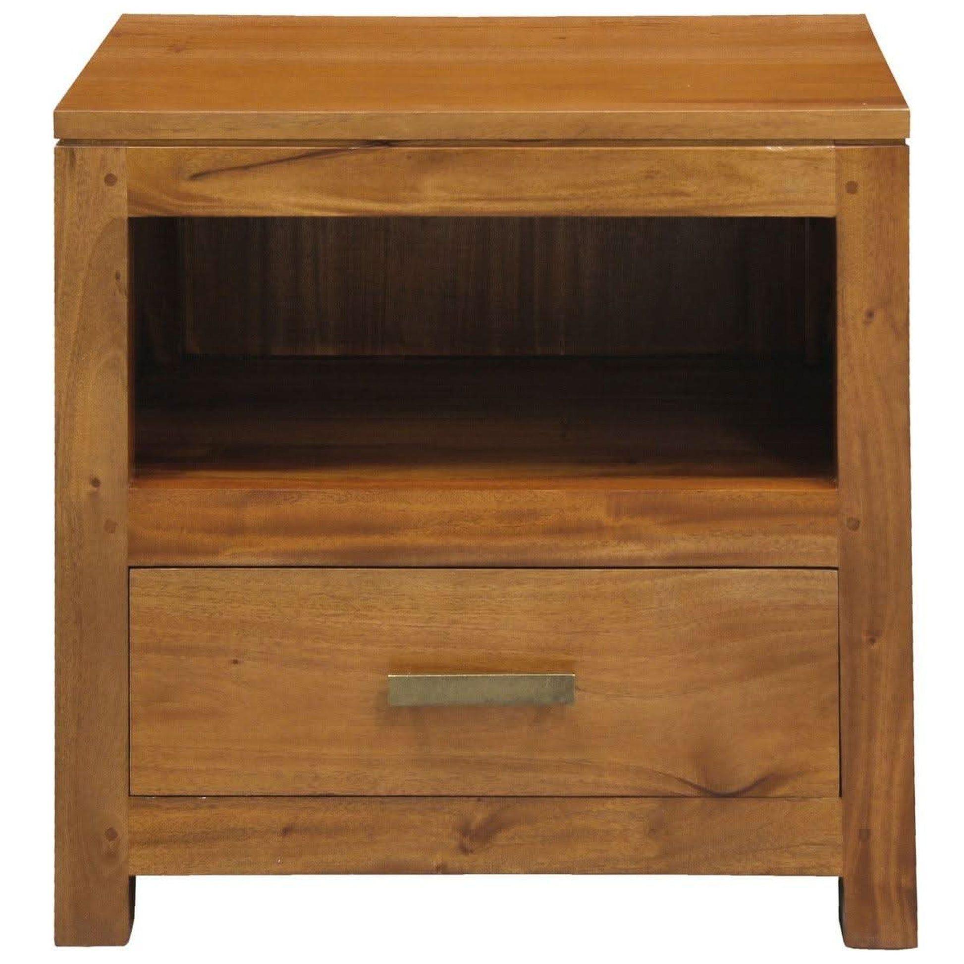 Paris Solid Mahogany Single-Drawer Lamp Table in Light Pecan - Chocolate Wood