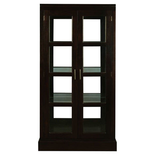 Paris Solid Mahogany Mirrored Back Display Cabinet in Chocolate - Chocolate Wood